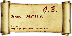 Gregor Bálint névjegykártya